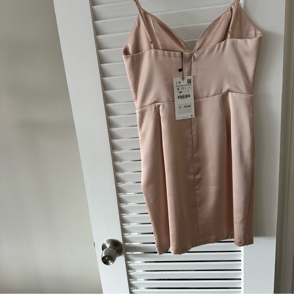 Chic Satin Rouched Mini Dress - Picture 7 of 11